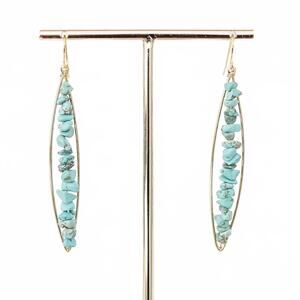 NEW LESLIE CURTIS women's briggs oblong with turquoise stones earrings in gold